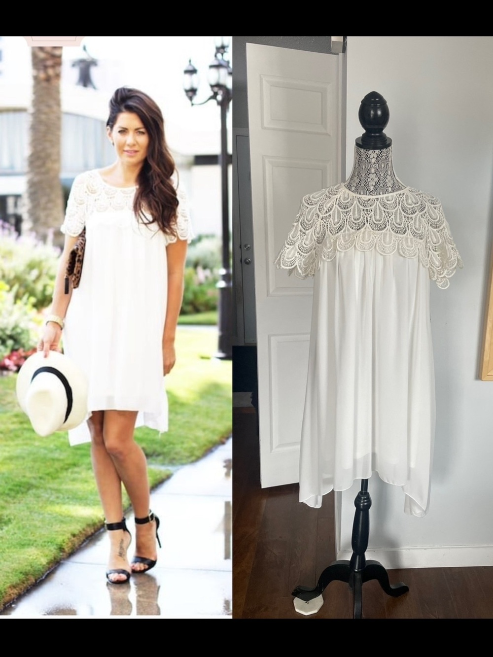 NWT Large Jillian Harris X Privelege Shift Draped Dress. Crochet Detail. Large